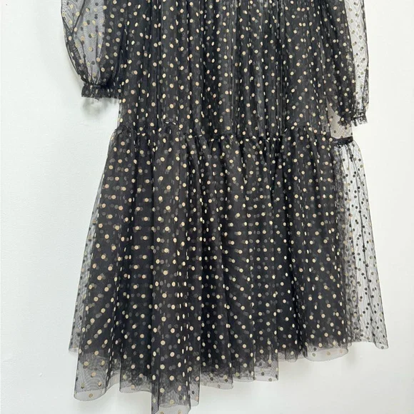 Sheer Black and Tan Polka Dot Maxi Dress - Size M - Picture 13 of 13